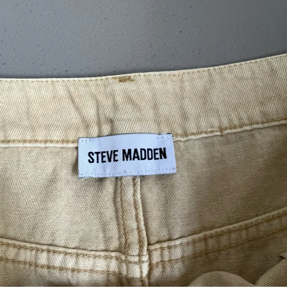 Steve Madden Cargo Mini Skirt Large Tan Utility Gorpcore Streetwear Denim
